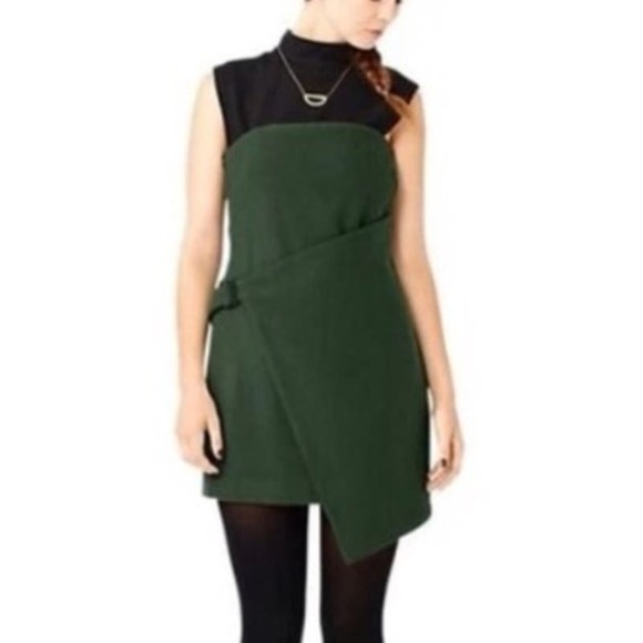 Kate Spade Saturday Green Wool Blend Strapless Mini Wrap Dress Women's Size 2 - Picture 3 of 11